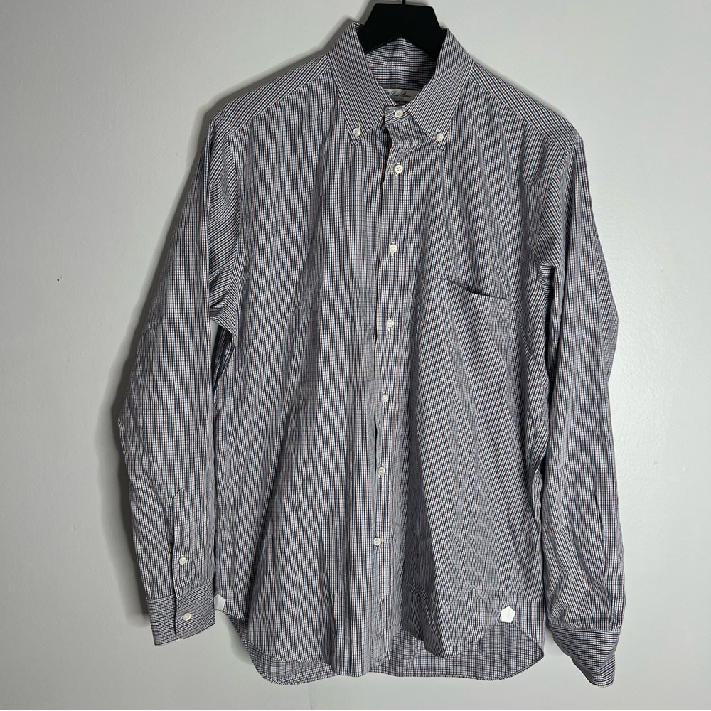 Loro Piana Long Sleeve Button Down Shirt Mens Large Blue Orange